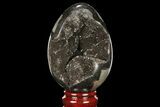 Septarian Dragon Egg Geode - Black Crystals #98829-2